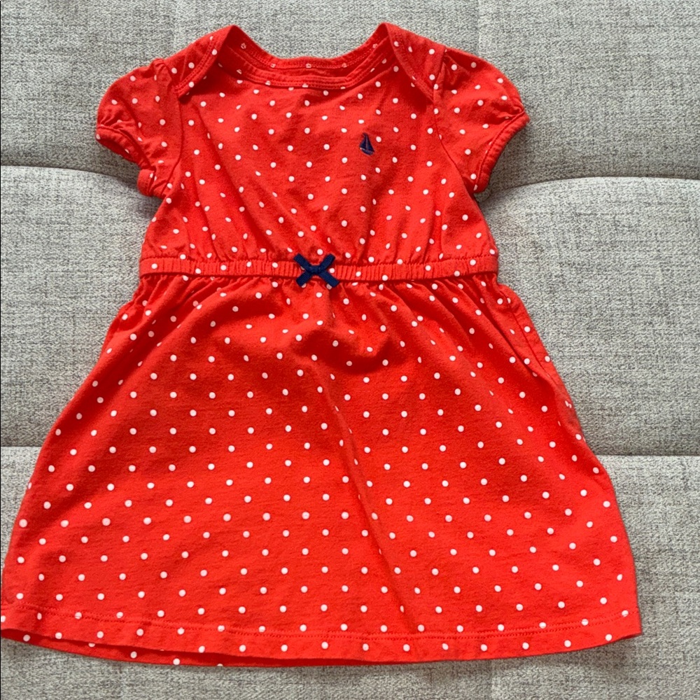 Carter's Red Polka Dot Dress with Blue Bow